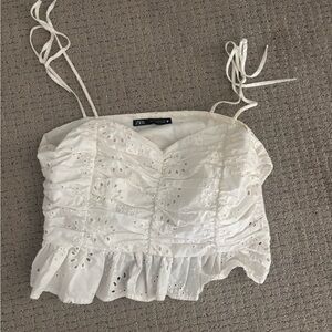 Zara White Eyelet Camisole Top